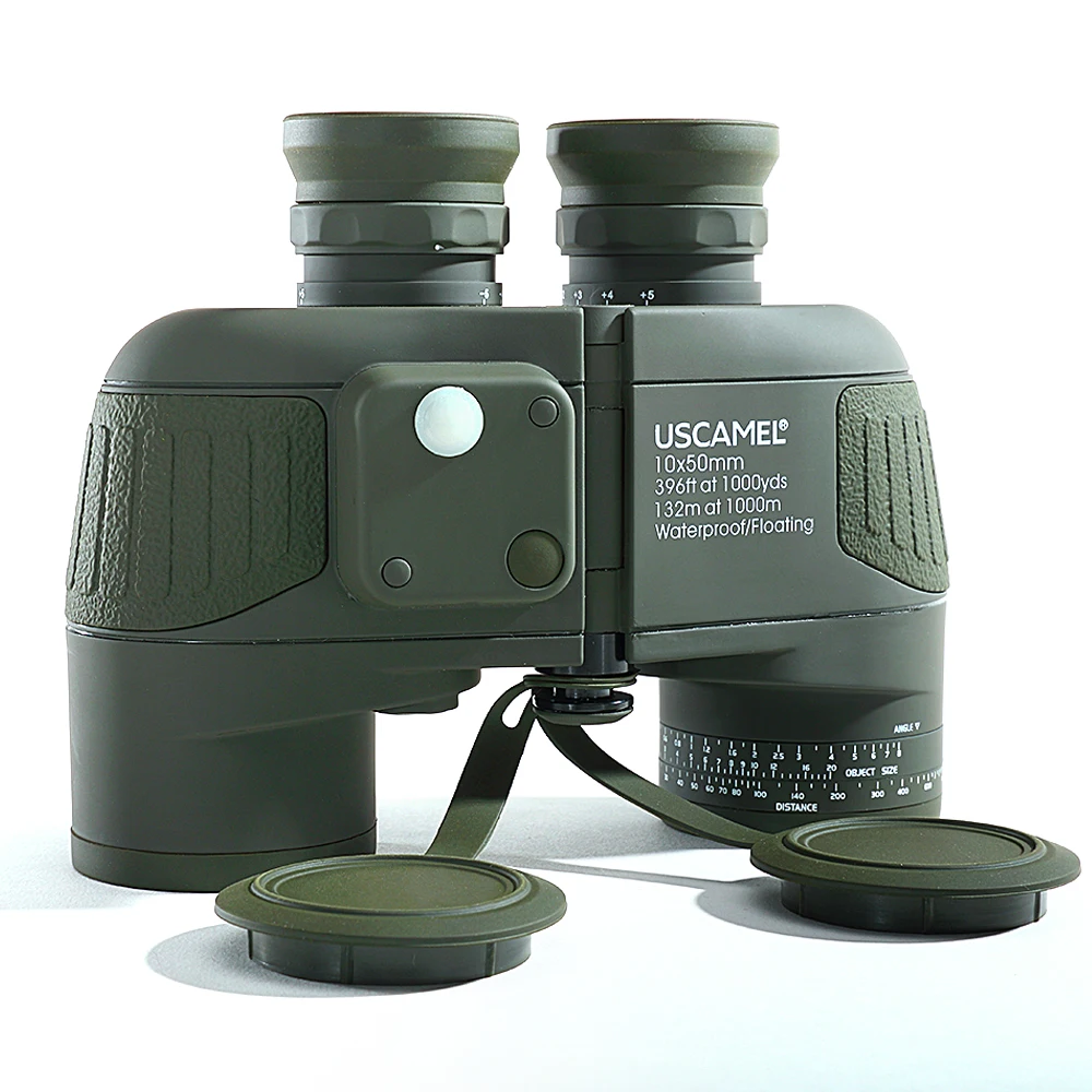 Ocular com Compasso Telêmetro com Aproximação Binóculo da Marinha hd 10×50 Militar Telescópio Zoom à Prova D’água Nitrogênio Verde Militar Uscamel