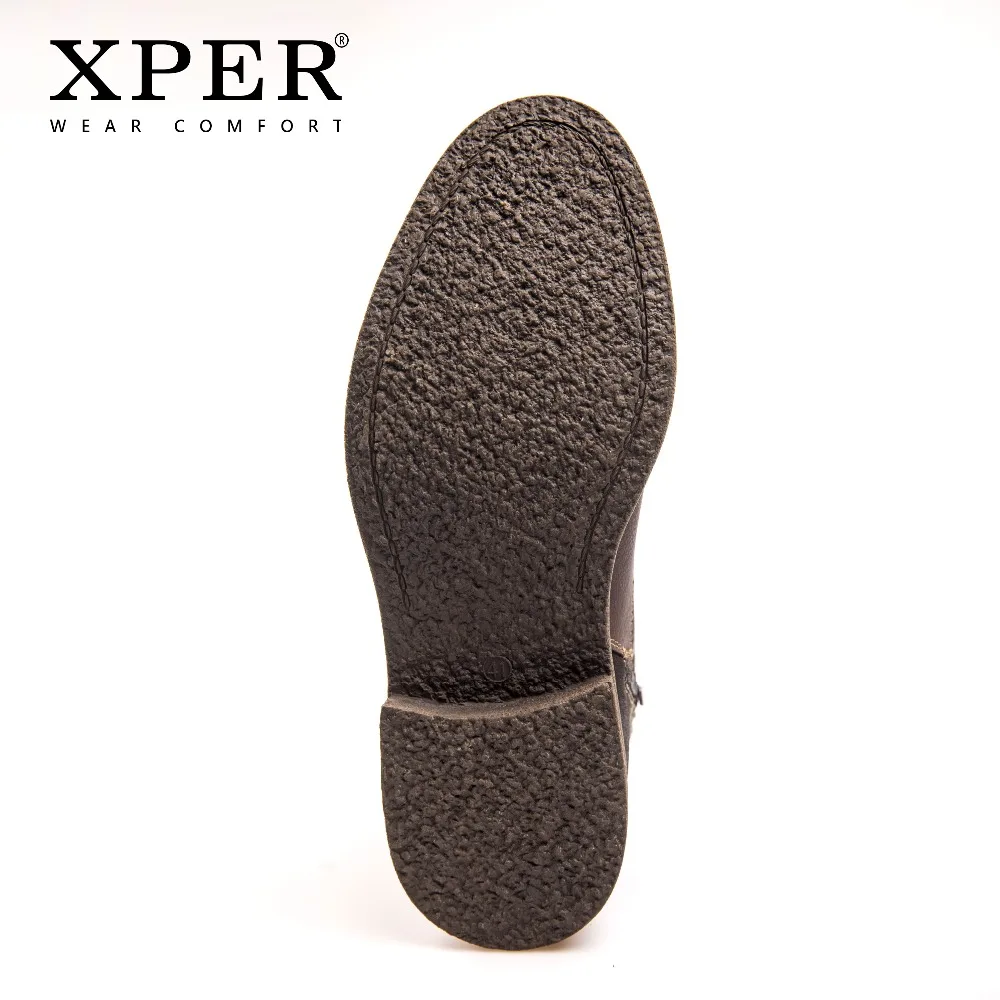 XPER Brand Waterproof Motorcycle Boots Men Lace-Up Winter Shoes Warm Plush Comfort Footwear Leather Mens Boots Casual #XHY12604