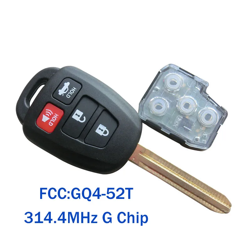  FCC ID: GQ4-52T Uncut Remote Key Fob Mit 3144 mhz + G/H Chip 3BTN 4BTN Fit Für Toyota RAV4 2013 -20