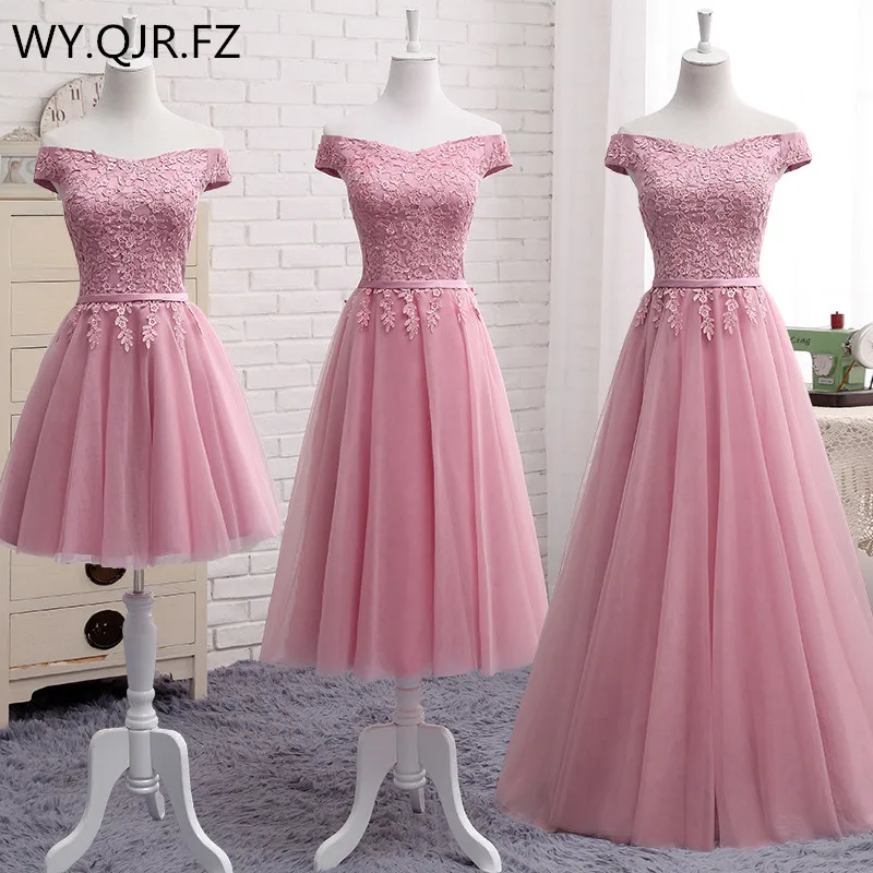 QNZL987D # розовые платья подружки невесты на шнуровке с открытыми плечами Новинка