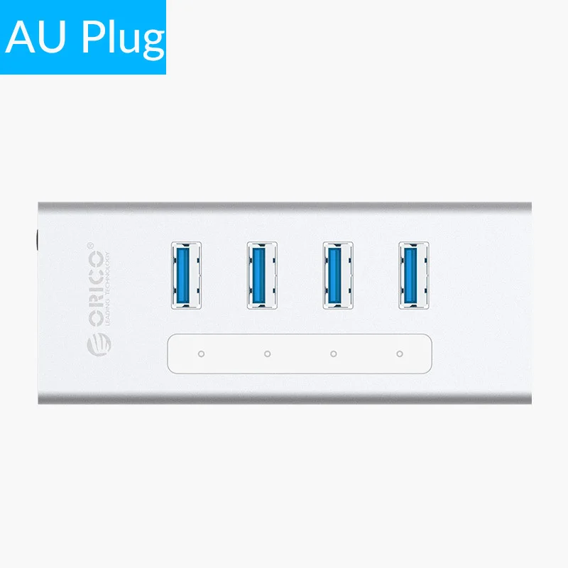 ORICO usb-хаб Поддержка BC1.2 зарядки Алюминий 4 Порты и разъёмы USB3.0 сплиттер с 12V2A Мощность адаптер для ноутбука MacBook для ПК - Цвет: Silver AU Plug