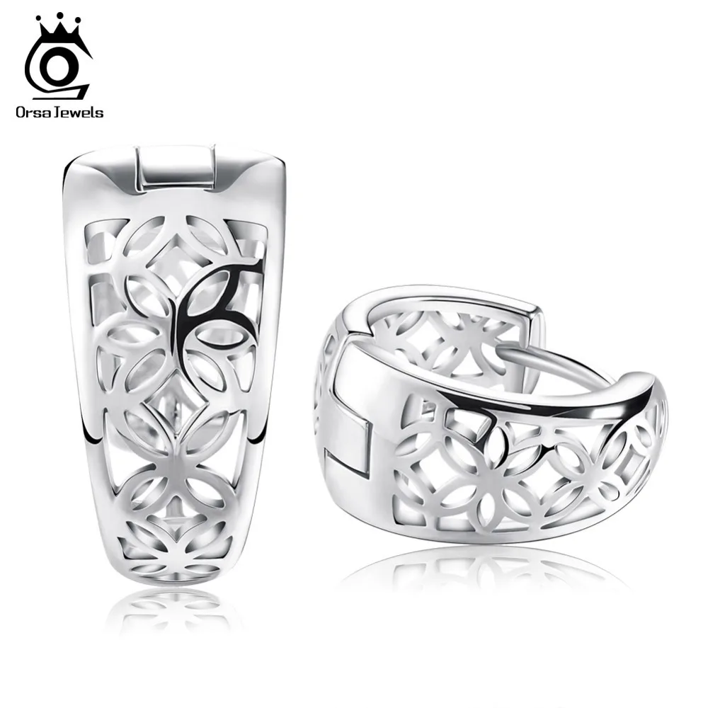 ORSA JEWELS 2019 новый полый дизайн Модная Серебряная Сережка хорошо отполированное