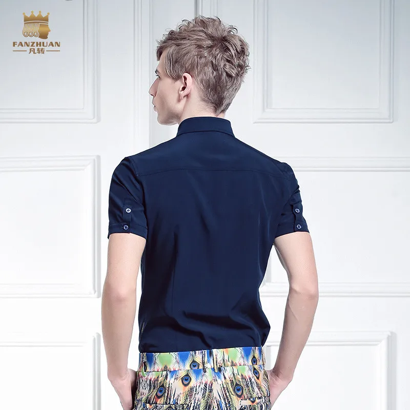 FANZHUAN Mens Black Silver Embroidery Pants Slim Fit Casual