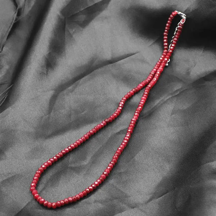 Красивая красная цепочка, ожерелье для женщин, натуральный рубин, нефрит, камень, бусы, колье, ожерелье, ожерелье, s 2x4 мм, Abacus, подарок, ювелирное изделие, 18 дюймов, A812