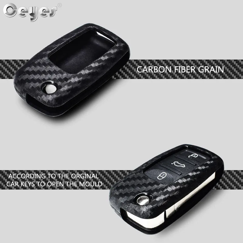 Car Styling Auto Silicone Key Case For Volkswagen Polo Tiguan VW Passat For Skoda Cover Car-Styling Carbon Fiber Accessories key case key case cover