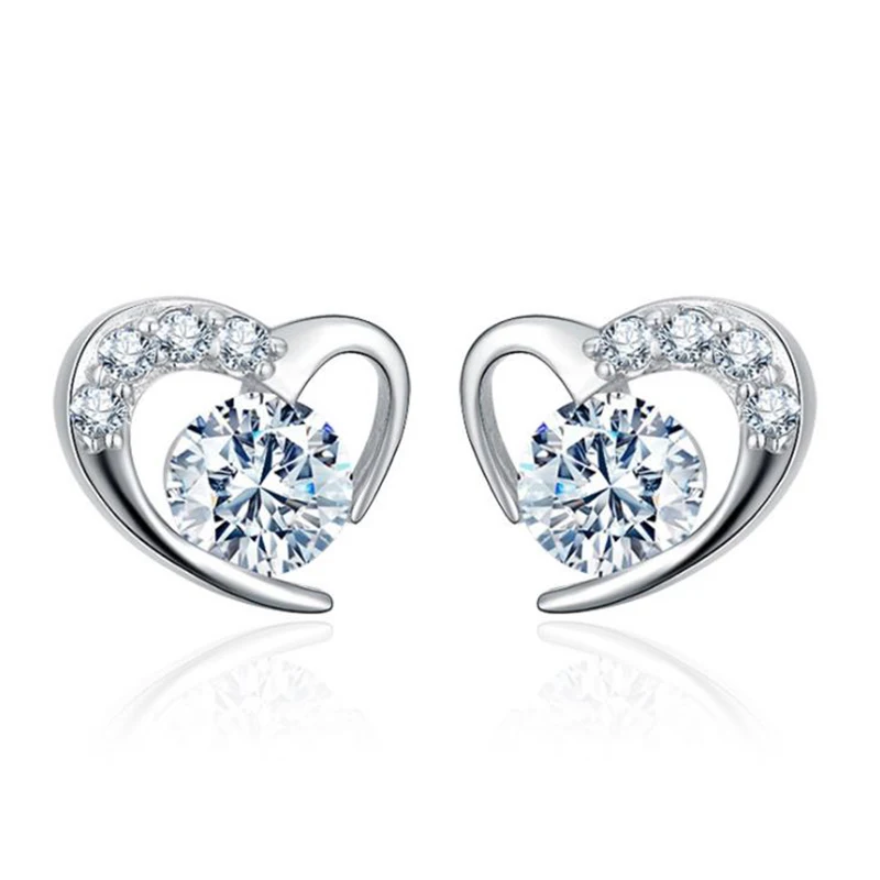 

Popular 925 Sterling Silver Cute Austrian Crystal Heart Stud Earrings for Women & Girls Sterling-Silver-Jewelry 3Y479