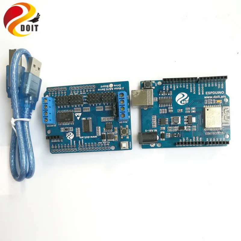 

Arduno+ WiFi Controller Kit with 2-way Motor & 16-way Servo Development Board+Motor Drive Shield Board for Robot Arm Smart Tank