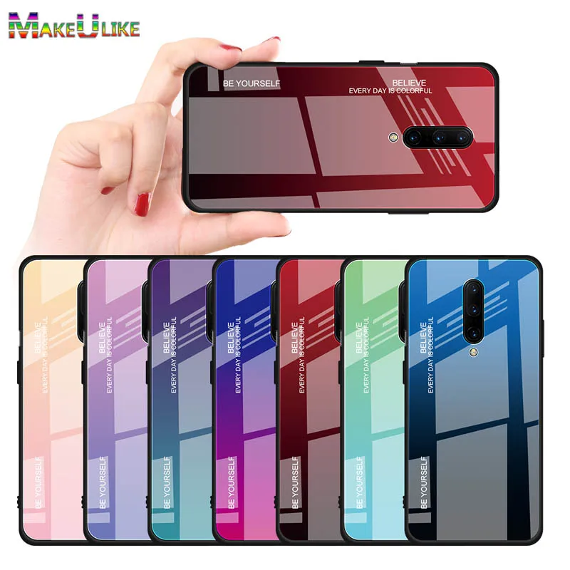 

Gradient Case For Oneplus 7 Pro 6 6T Case Tempered Glass Hard Back Cover For Oneplus 6 6T 7 7Pro Phone Bag Case