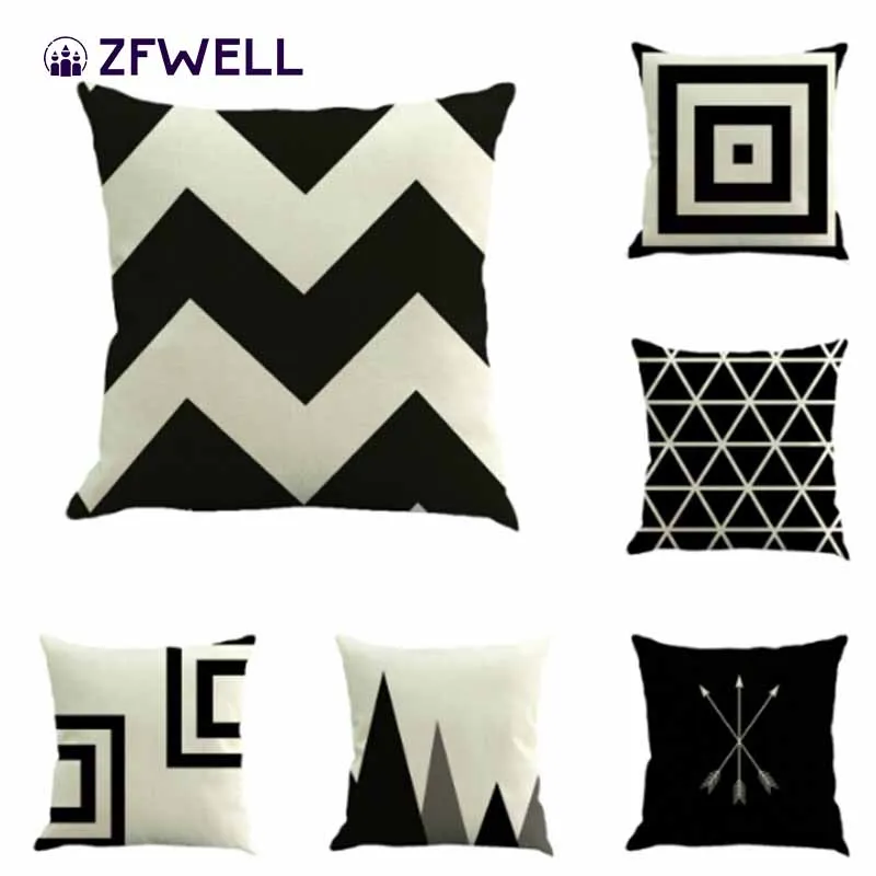 ZFWELL 45*45 см квадратная простая черно-белая абстрактная Геометрическая узорная