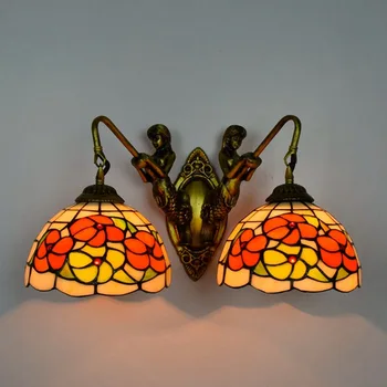

fashion tiffany Mediterranean sunflower Mermaid mirror light fashion rustic wall lamp bed lamps