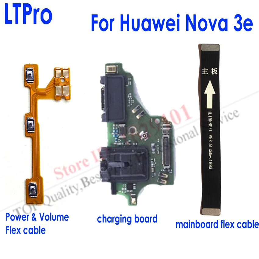 Для huawei Nova 3e P20 lite гибкий кабель питания и громкости кабель и зарядная Плата USB Flex& Материнская плата Подключения гибкий кабель