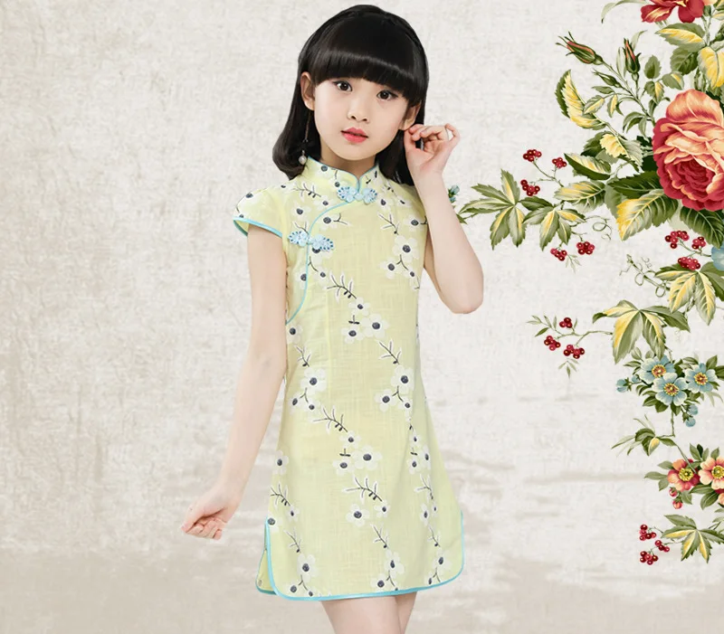 Girls Children's Cheongsam Chinese Qipao Ball Gown Dress Clothing Summer Multi-Colors Baby Kids Party Performance Dresses clothes (15)