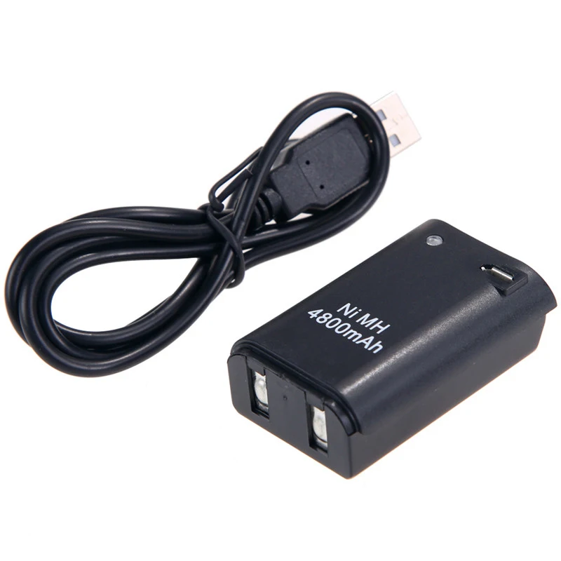 

2x 4800mAh Batteries +USB Charger Cable for Microsoft Xbox 360 Wireless Game Controller Gamepad Ni MH Battery Pack For Xbox360
