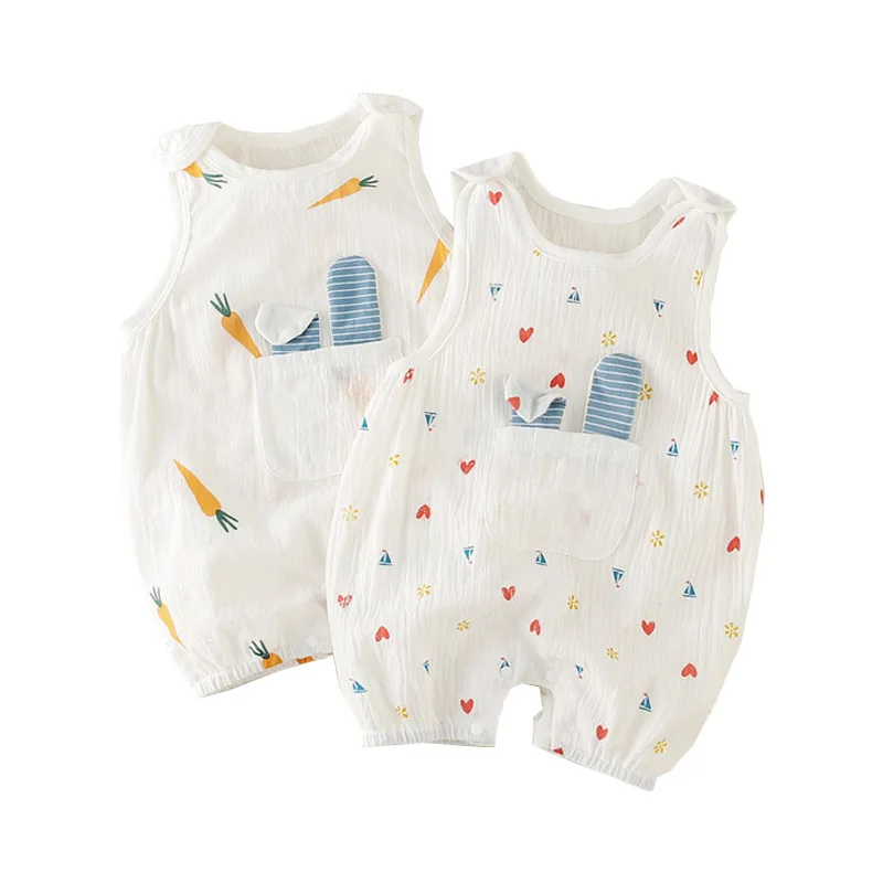 

Baby Kids 2019 Summer Romper Sleeveless Cute 100% Cotton Boy Girl Clothes Casual Cartoon Infantil Baby Summer Costume Outfits