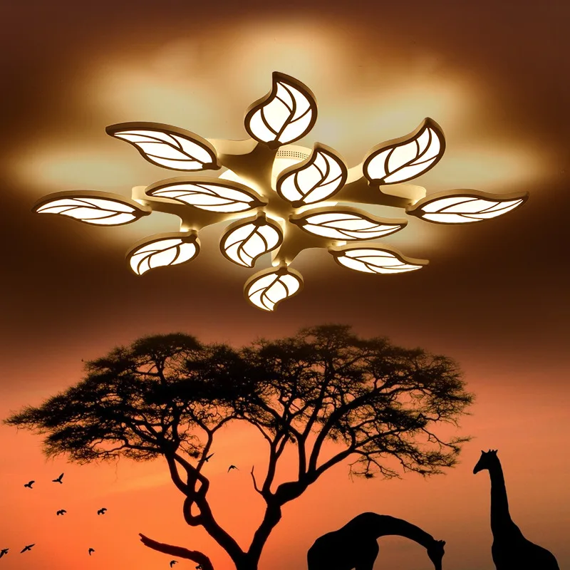 

Modern LED Ceiling Lamp Iron Maple Leaf Shape for Restaurant Kitchen Living Room Bedroom Lighting Romantic Warmth