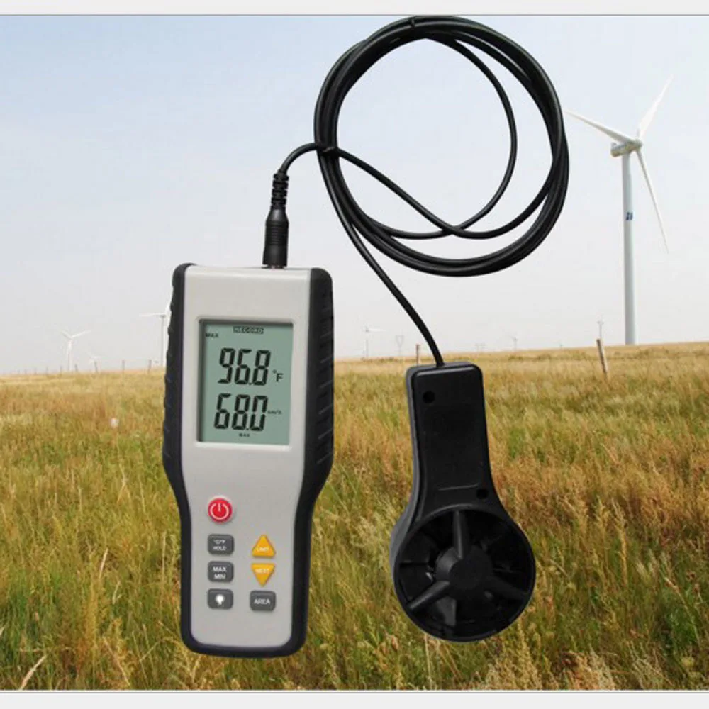 

LCD CFM/CMM Display Anemometer Thermal High Sensitive Thermo-Anemometer Infrared Thermometer Measurement Wind Speed Anemograph