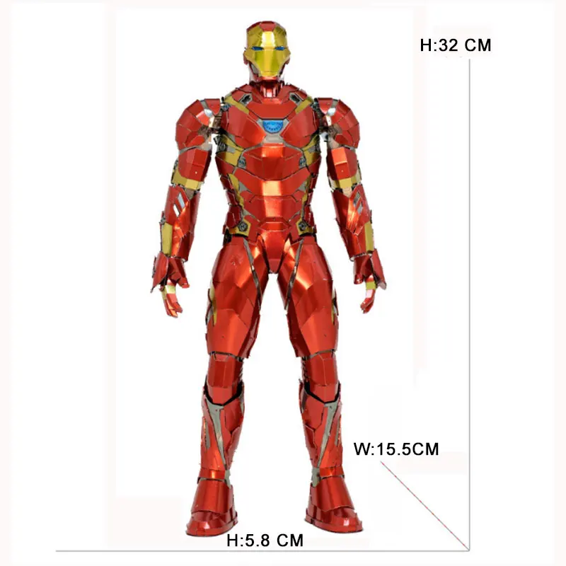 3D металлическая головоломка для Капитана Америки/Железного человека модель DIY Фигурка Статуя Коллекционная образовательная для родителей и детей интерактивные детские игрушки - Цвет: iron Man