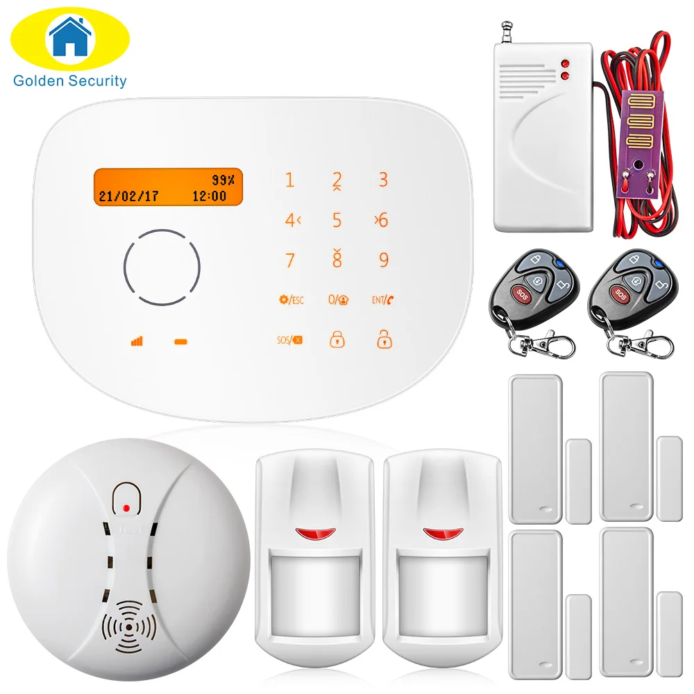 

Wireless autodial GSM Alarm Systems Security Alarm Home rfid Kits Smoke Detecor Fire  Sensor alarm with Water Leak Detector