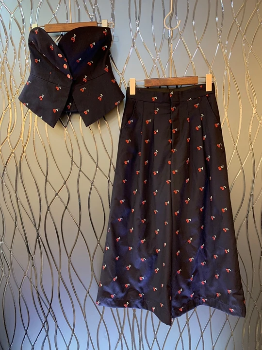 

2019 summer new women's tube top + wide leg pants print set 714