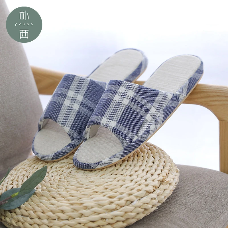 

POSEE cotton Linen slippers Home Open Toe Indoor Floor Printing Non-Slippers Comfortable women House Shoes female 09017