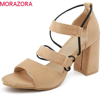 

MORAZORA 2020 new arrive women hot sale sandals spring summer fashion shallow simple solid comfortable high heels shoes woman