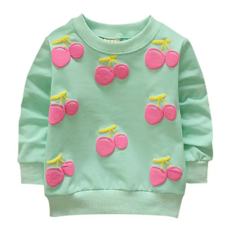 

2017 Winter Warm Sweatshirts Cherry Baby Girls Boys Hoodies Toddler Kids Sweatshirts Lovely Round Neck Long Sleeves Hoodies