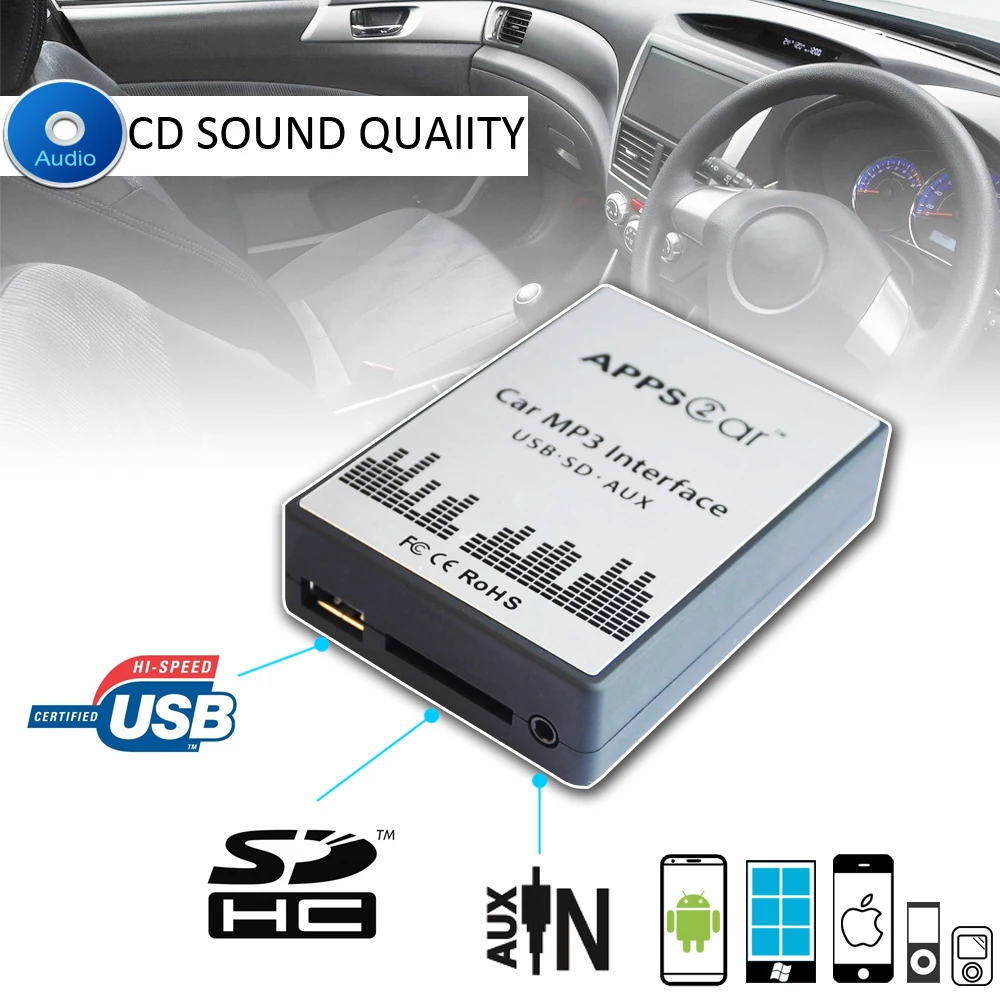 Автомобильный USB, SD AUX адаптер цифровой музыкальный чейнджер Mp3 конвертер для Volvo S60 1999-2009(подходит выбрать OEM радио