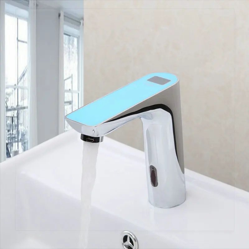 New Digital Display Bathroom Automatic Hands Touch Sensor Faucets Basin