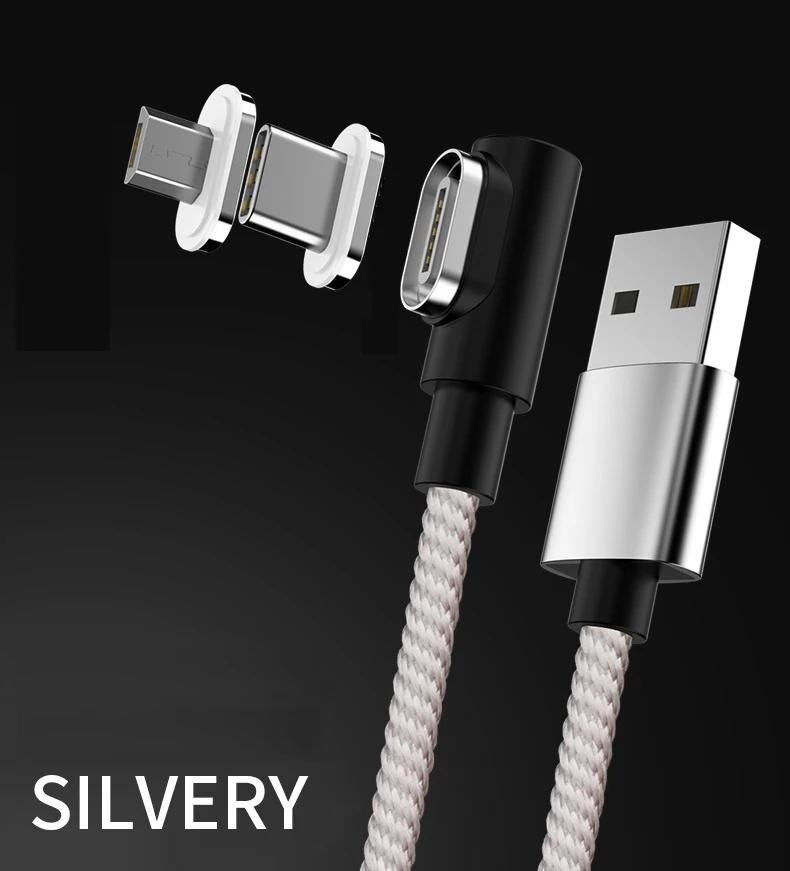 Магнитный кабель Micro USB кабель 90 DegreeType C Быстрая зарядка для samsung S8 S9 huawei P20 P30 USB C Microusb кабель для передачи данных