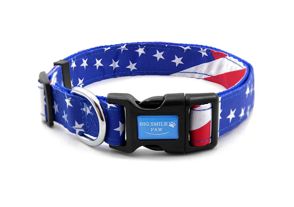 

Nylon Dog Collar Adjustable,American Flag Theme Print,Quick Release Puppy Collar for Small Medium Large Dogs Walking Training
