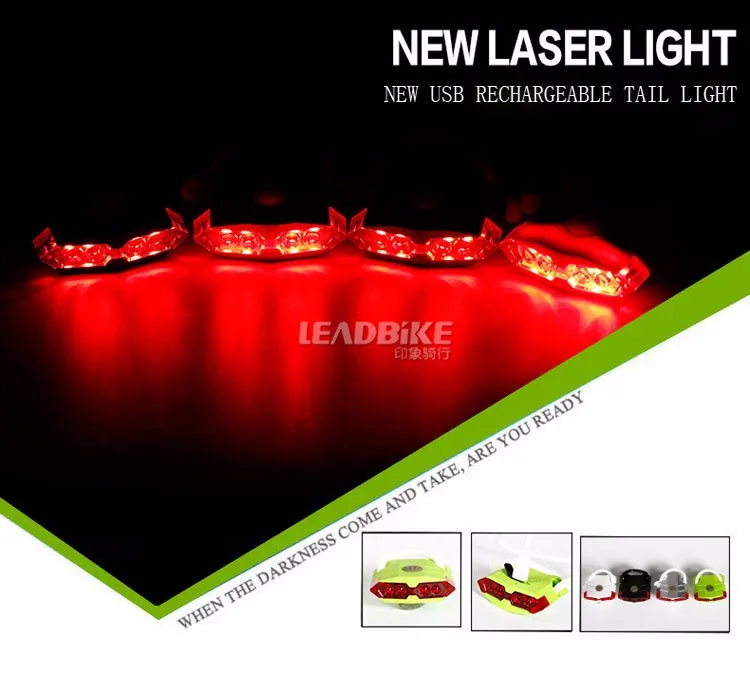 Excellent Leadbike Bicycle Rear Light 4 LED USB Rechargeable MTB Road Bike Taillights Cycling Light Night Safe Warning Bicycle Accessories 0