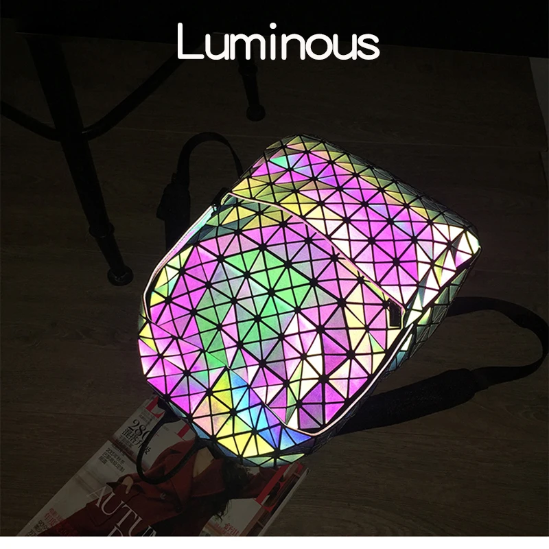 Lasen Bag New BaoBao Luminous Backpacks Female Fashion Girl Daily Backpack Geometry Package Sequins Folding Bao Bao School Bags (20)