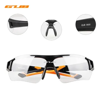 

GUB 5600 Cycling Running Sports Sunglasses with PPG Discolor Lenses and Soft Carry Pouch Anti UV400 Outdoor Sports Glasses