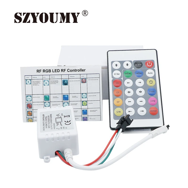 

SZYOUMY 24 Key IR Controller Colorful Remote With DC For DC 5V Pixels Dream Color WS2811 WS2812B 3535 LED Flexible Strip Tape