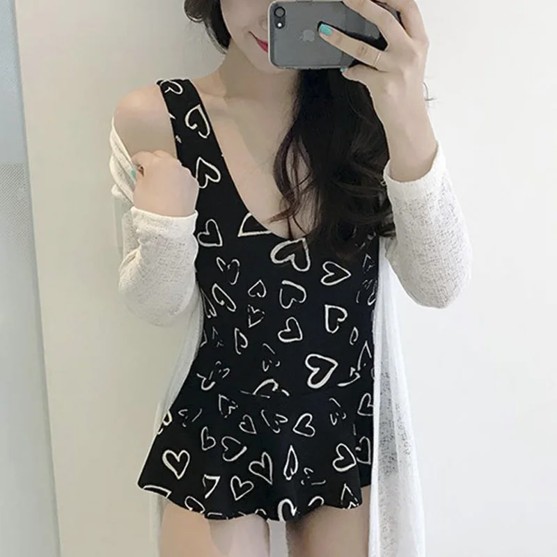 Women's One Piece Swimsuit Floral Printing Halter Push Up Shown Cleavage Wire Padded Skirted Bathing Suit Swimwear | Спорт и