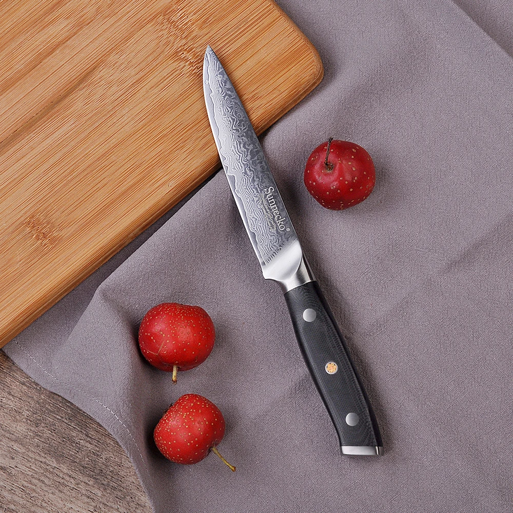 

SUNNECKO 5" inch Utility Knife Kitchen Chef Knives Cutting Tools Japanese VG10 Damascus Steel Sharp Blade G10 Sanding Handle