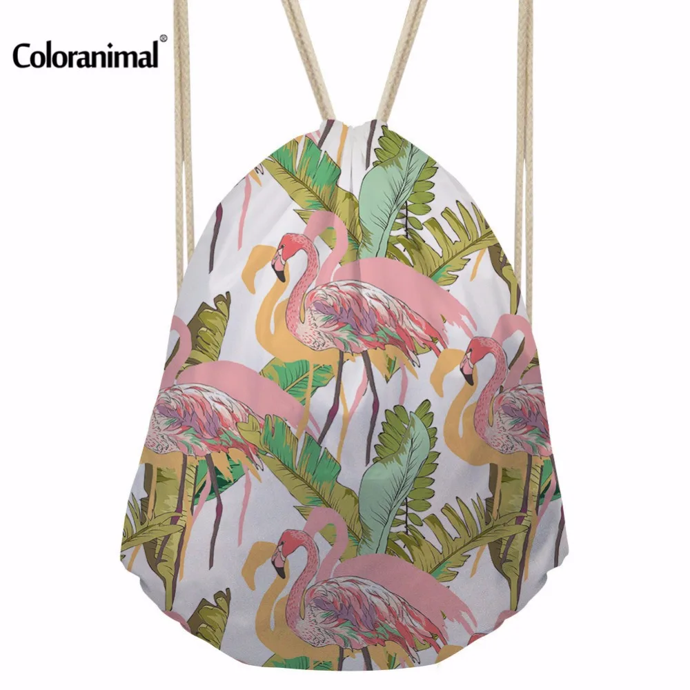 Coloranimal Фирменная Новинка Лето Мужской Досуг сумка Mochilas drawstring сумка тропических растений с принтом листьев рюкзак мешок хранения Для женщин