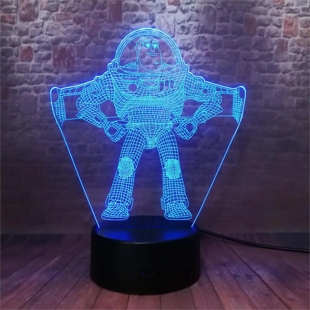

Flashing 3D Illusion LED Lamp 7 Colors Changing NightLight Toy Story Buzz Lightyear Anime Figure Kids Toys