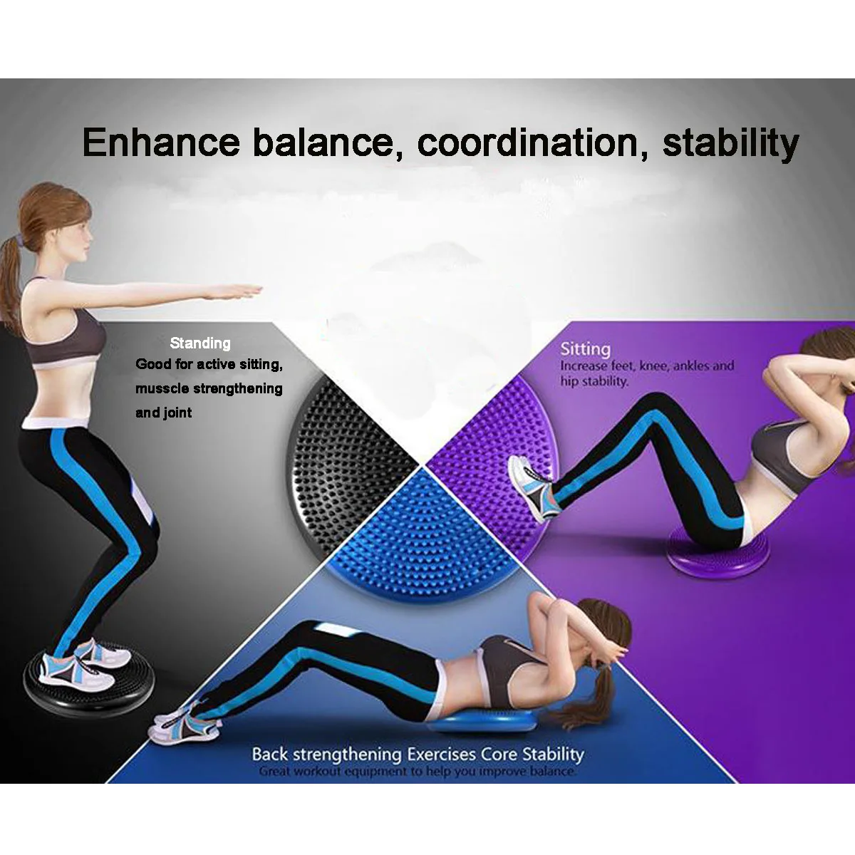 33x33cm Inflatable Yoga Massage Ball Massage Cushion Mat Durable Universal Sports Gym Fitness Yoga Wobble Stability Balance Disc
