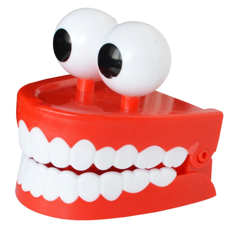 Novelty Dentures Clockwork Fun Toy Teeth Clockwork Beating On The Chain Classic Toys Halloween Funny Teeth Model Toys Kids Gifts