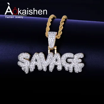 

Custom letter combination Pendant With Tennis Chain Gold Color Bling Cubic Zircon Men's Hip hop Necklace Jewelry For Gift