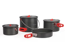 Alocs 5-6 Person Cooking Pot Camping Pan Outdoor Picnic Cookware Pots Sets CW-RT07 alocs 7pcs outdoor picnic camping cookware for 3 4person mixed flying pan kettle pot skillet flambe cloth cooking set cw c06s