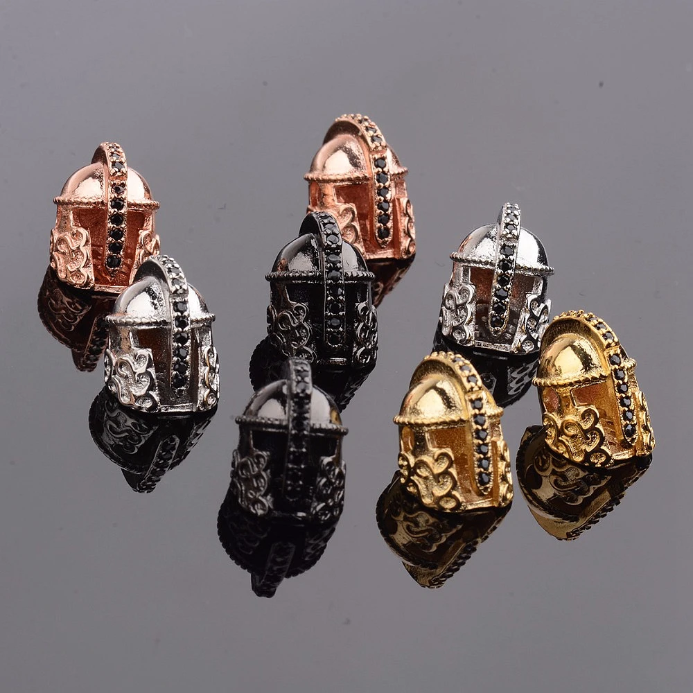 

Amader 2017 Charm mens Roman soldier Spartan helmet Beads For Bracelet Cubic Zirconia Crystal Making Jewelry Plated for Bracelet