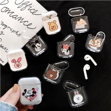 Cute Cartoon Bear Squirrel Clear Hard Case for Apple Airpods Headphone Cover Bluetooth Wireless Mickey Minnie Earphone Box Bags