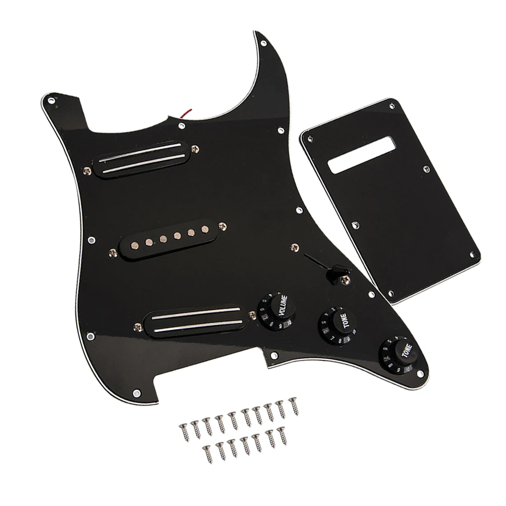 3 Ply Electric Guitar Prewired Loaded Pickup Pickguard Scratch Plate with Back Cover Mounting Screws