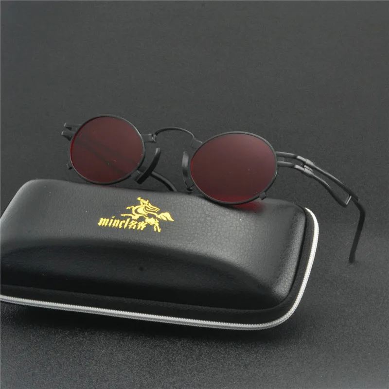 

Small Oval red Sunglasses Men Fashion Retro Metal Frame Yellow Red Vintage Tiny Round Skinny Male Female Sun Glasses UV400 FML