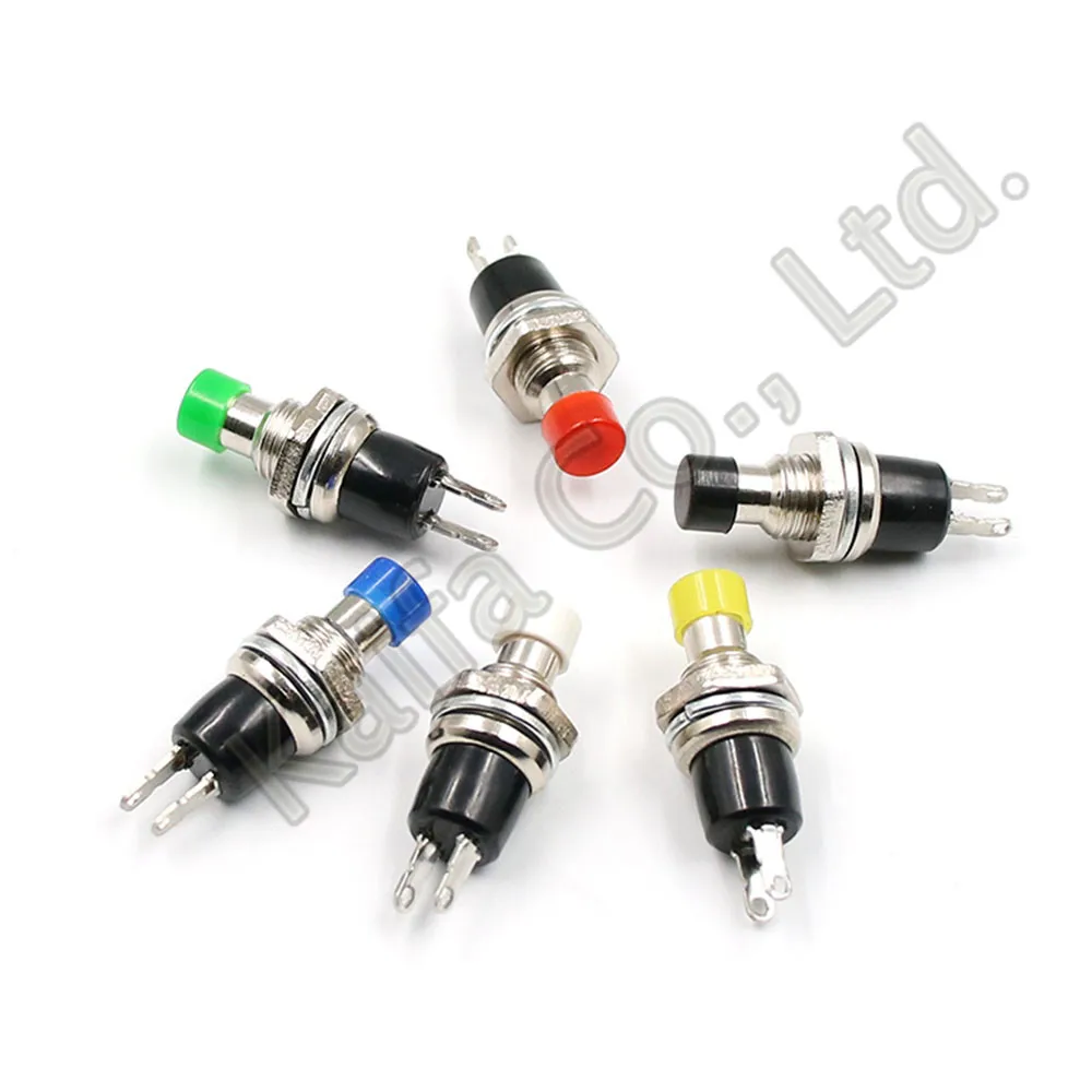 

10pcs/lots 7mm Thread Multicolor 2 Pins Momentary Push Button Switch PBS-110
