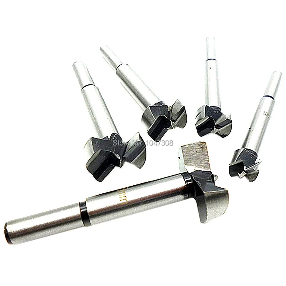 5pcs Forstner Woodwork Boring Wood Hole Saw Hinge Cutter Drill Bit Hole Opener 15mm 20mm 25mm