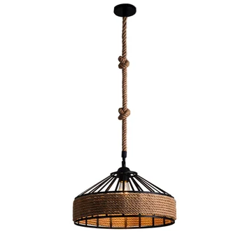 

HAIXIANG Retro Industrial Hemp Rope Pendant Lights Corridor Cafe Restaurant Loft Lamps Decorative Lighting LED E27