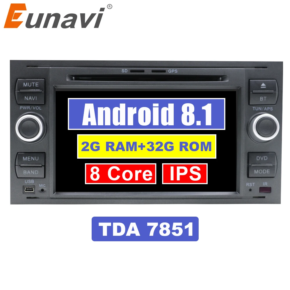 

Eunavi 2 Din Android 8.1 2G RAM Car DVD Player GPS Navi stereo OBD2 for FORD FOCUS MONDEO S-MAX CONNECT 2005-2007 WIFI Bluetooth